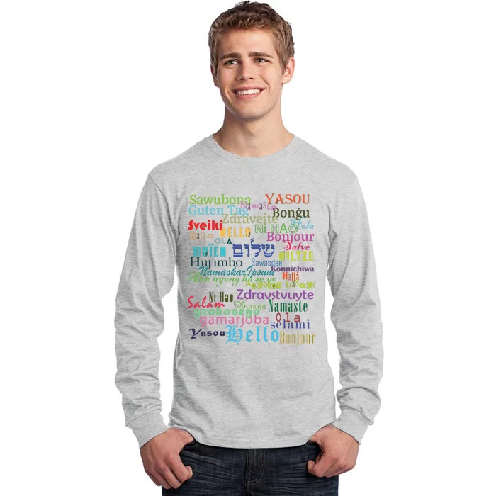 Hello In Different Languages Tall Long Sleeve T-Shirt