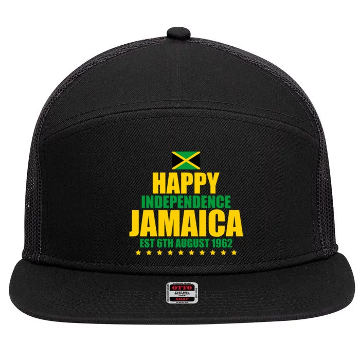 Happy Independence Day Jamaica Est 6th August 1962 7 Panel Mesh Trucker Snapback Hat