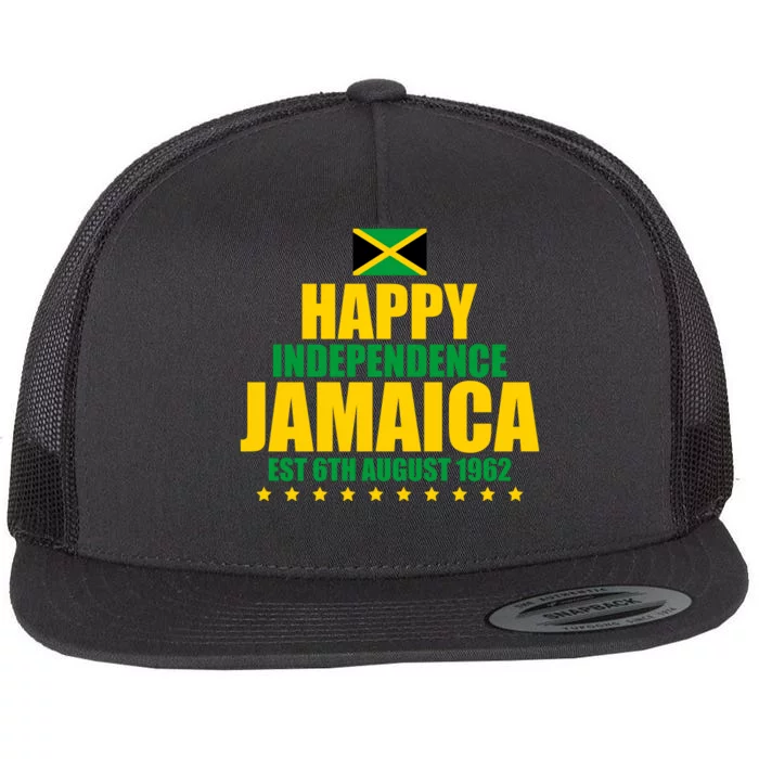 Happy Independence Day Jamaica Est 6th August 1962 Flat Bill Trucker Hat