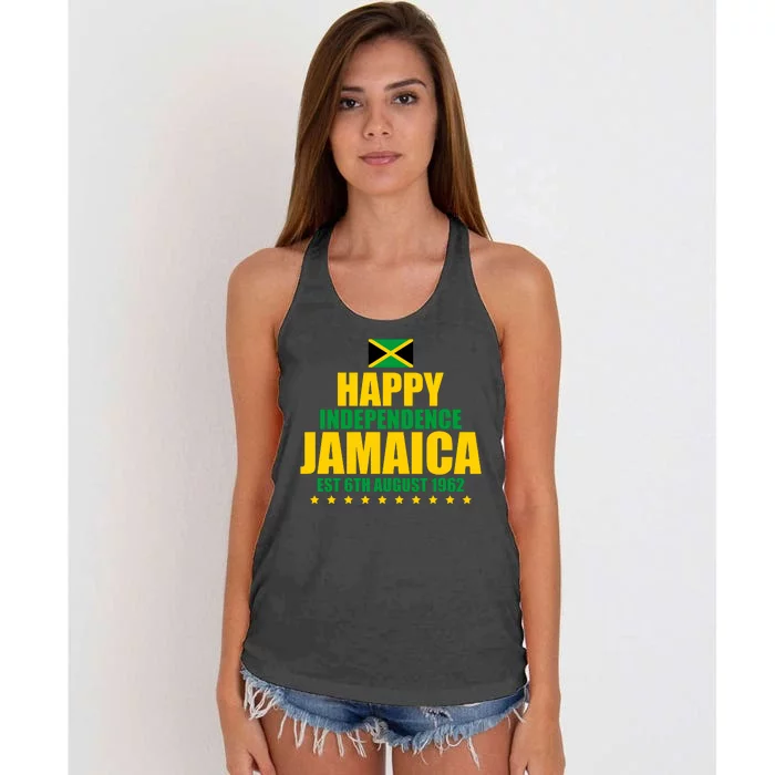 Happy Independence Day Jamaica Est 6th August 1962 Women's Knotted Racerback Tank