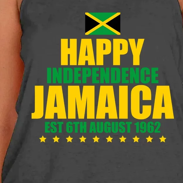 Happy Independence Day Jamaica Est 6th August 1962 Women's Knotted Racerback Tank