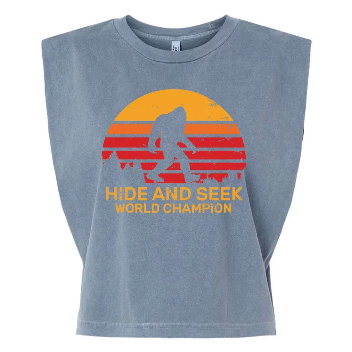 Hide And Seek World Champion Bigfoot Is Real Garment-Dyed Women's Muscle Tee