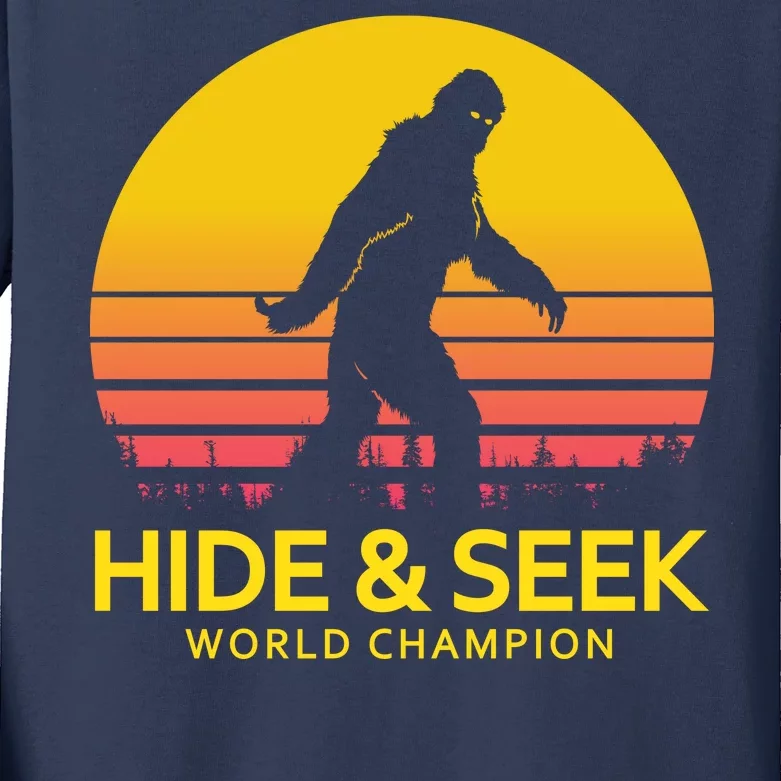 Hide and Seek World Champion Sasquatch Kids Long Sleeve Shirt