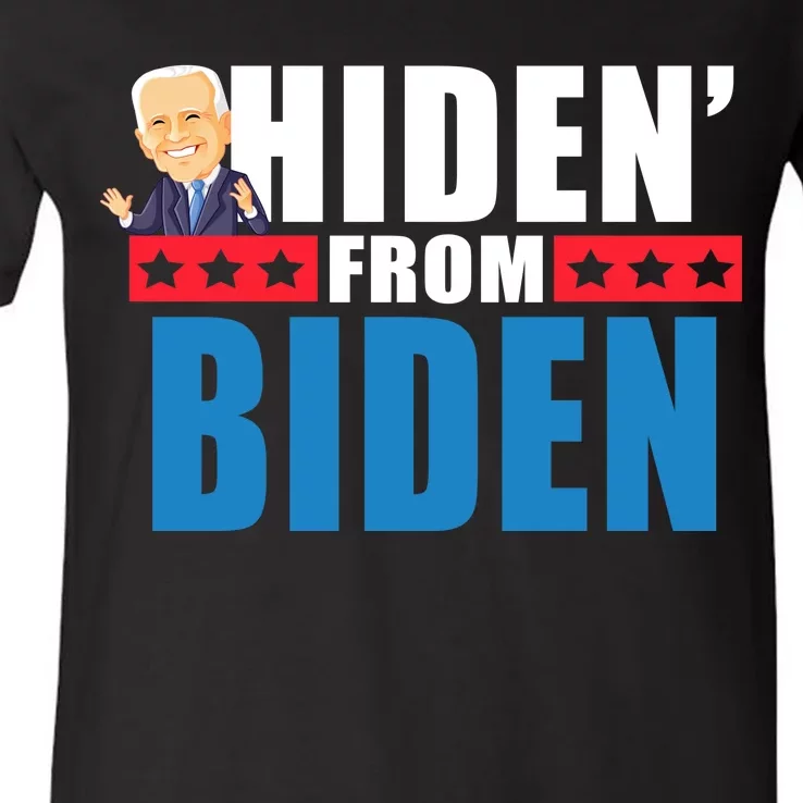 Hiden' From Biden Pro Trump V-Neck T-Shirt