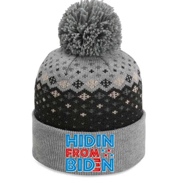 Hidin From Biden Pro Trump Funny The Baniff Cuffed Pom Beanie