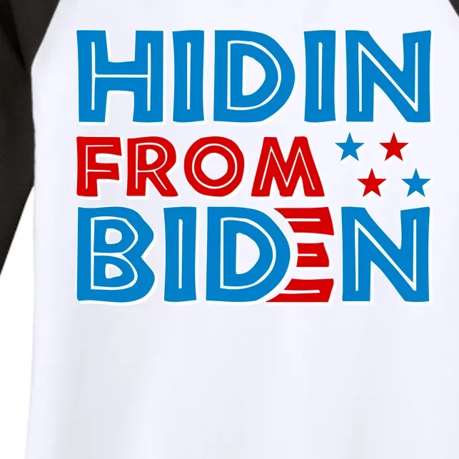 Hidin From Biden Pro Trump Funny Women's Tri-Blend 3/4-Sleeve Raglan Shirt