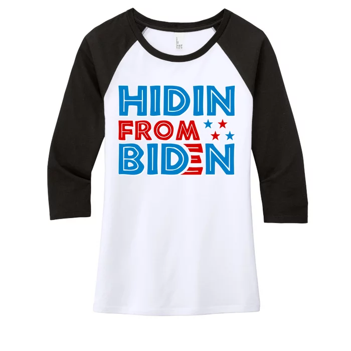 Hidin From Biden Pro Trump Funny Women's Tri-Blend 3/4-Sleeve Raglan Shirt