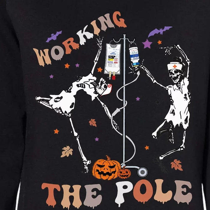 Halloween Icu Er Nurse Working The Pole Skeleton Dance Womens California Wash Sweatshirt