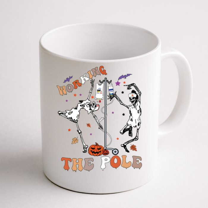 Halloween Icu Er Nurse Working The Pole Skeleton Dance Front & Back Coffee Mug