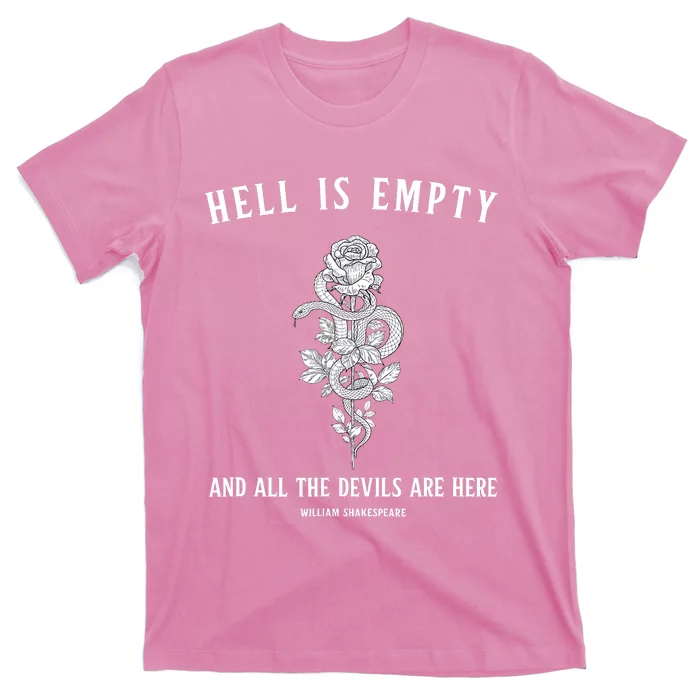 Hell Is Empty Shakespeare Goblincore Fairy Goth Grunge Snake T-Shirt