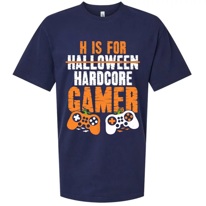 H Is For Hardcore Gamer Funny Halloween Gaming Sueded Cloud Jersey T-Shirt