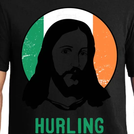 Hurling Ireland Flag Jesus St Patricks Day Gift Pajama Set