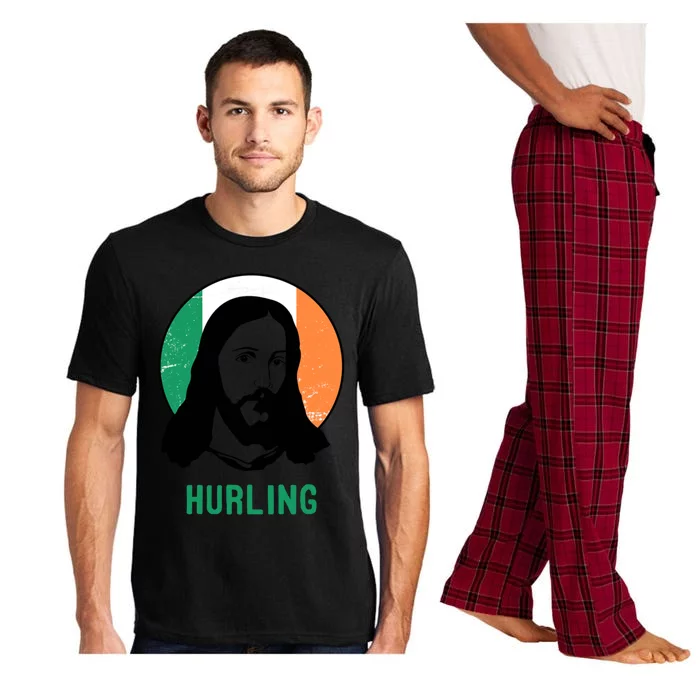 Hurling Ireland Flag Jesus St Patricks Day Gift Pajama Set