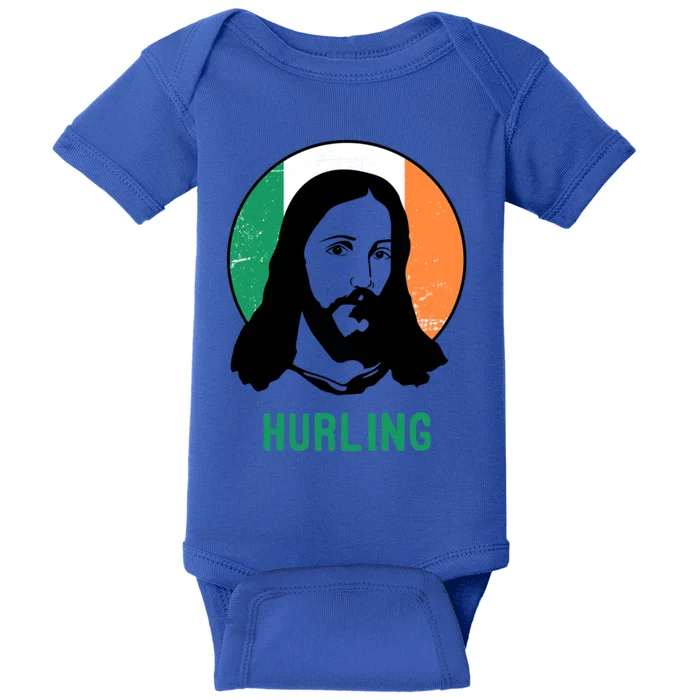 Hurling Ireland Flag Jesus St Patricks Day Gift Baby Bodysuit