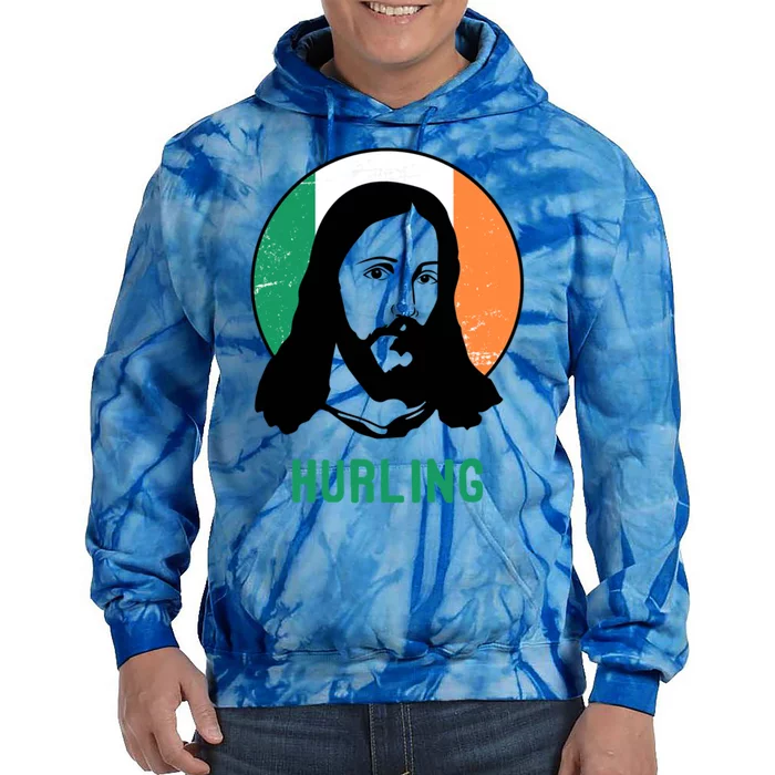 Hurling Ireland Flag Jesus St Patricks Day Gift Tie Dye Hoodie