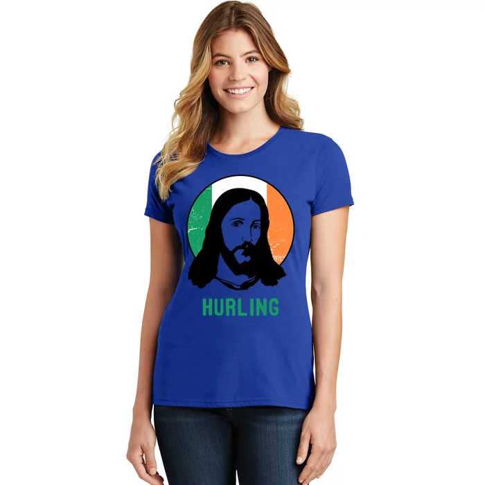 Hurling Ireland Flag Jesus St Patricks Day Gift Women's T-Shirt