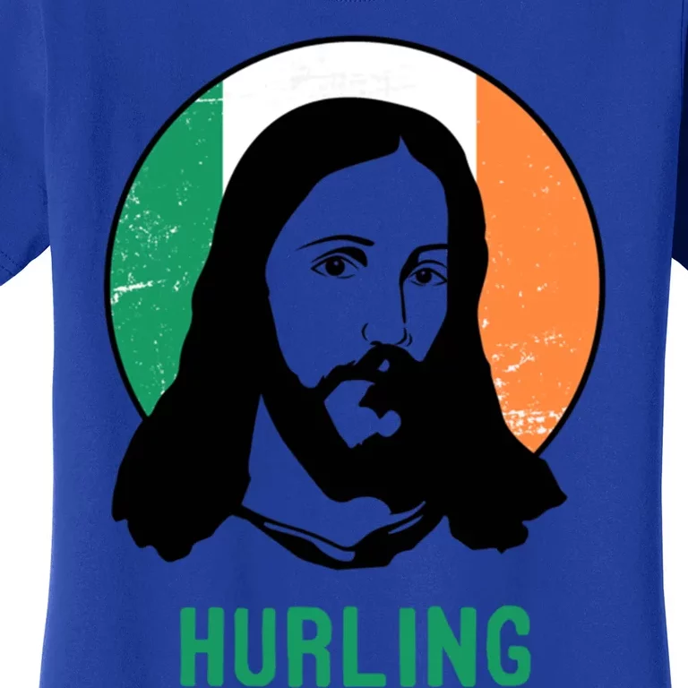 Hurling Ireland Flag Jesus St Patricks Day Gift Women's T-Shirt