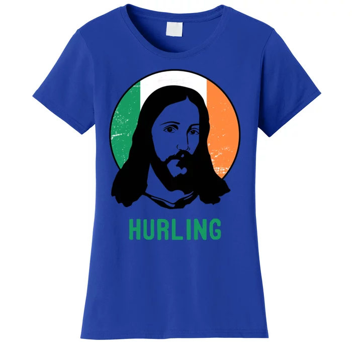 Hurling Ireland Flag Jesus St Patricks Day Gift Women's T-Shirt