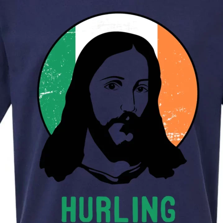 Hurling Ireland Flag Jesus St Patricks Day Gift Sueded Cloud Jersey T-Shirt