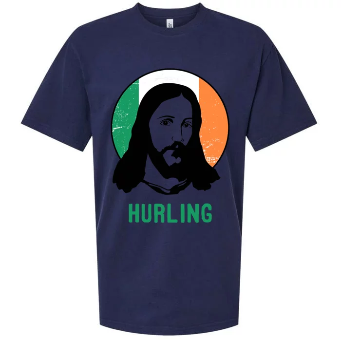 Hurling Ireland Flag Jesus St Patricks Day Gift Sueded Cloud Jersey T-Shirt