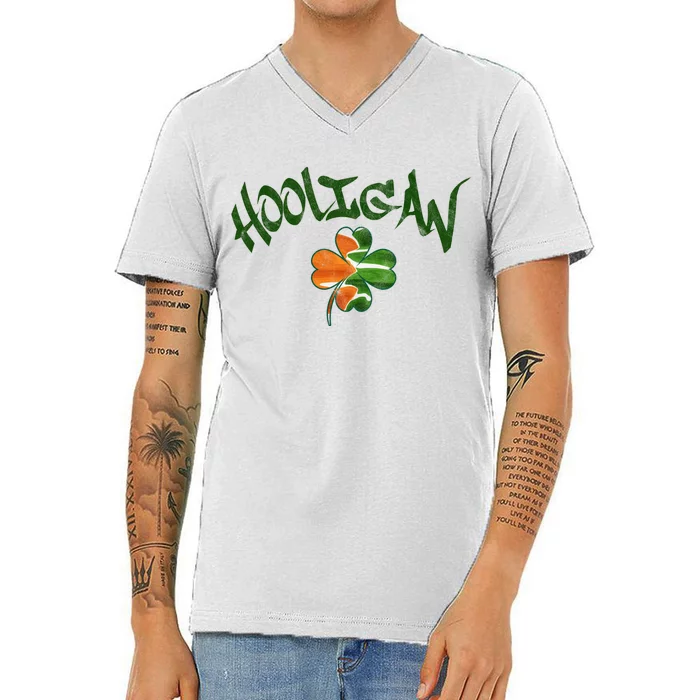 Hooligan Irish Flag St Patricks Day V-Neck T-Shirt