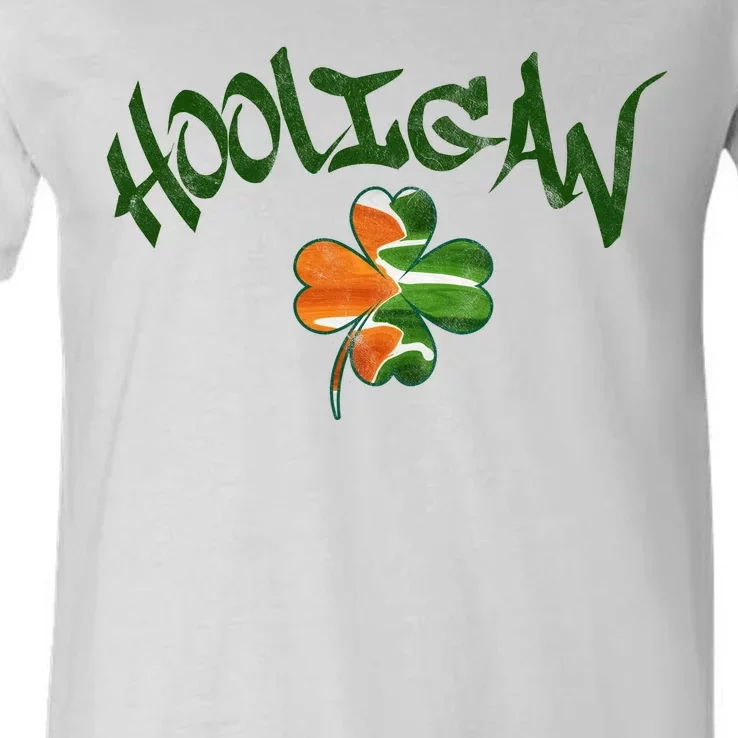 Hooligan Irish Flag St Patricks Day V-Neck T-Shirt