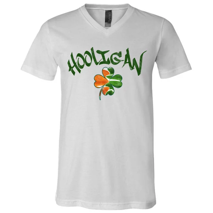 Hooligan Irish Flag St Patricks Day V-Neck T-Shirt