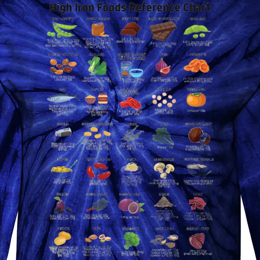 High Irons Food Reference Chart Tie-Dye Long Sleeve Shirt