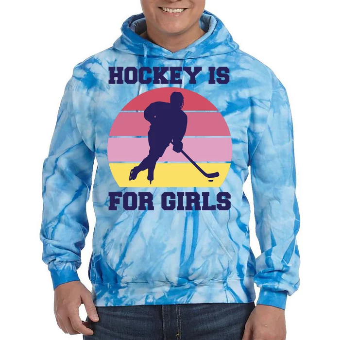 Hockey Is For Girls Retro Sunset Tie Dye Hoodie