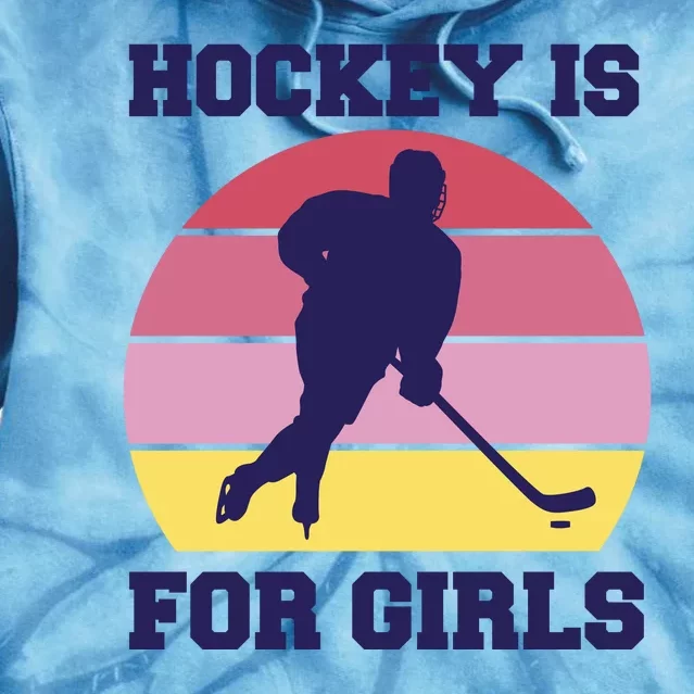 Hockey Is For Girls Retro Sunset Tie Dye Hoodie