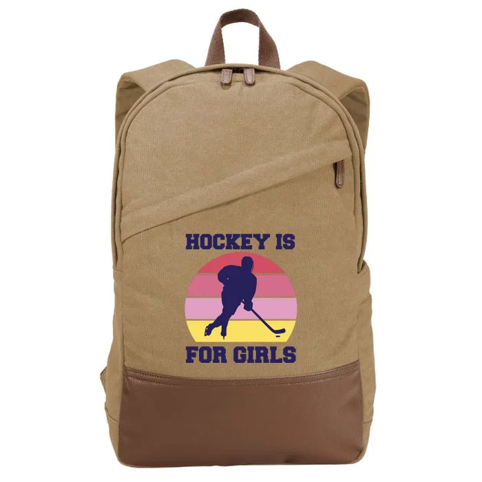 Hockey Is For Girls Retro Sunset Cotton Canvas Backpack