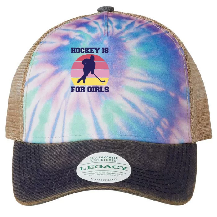 Hockey Is For Girls Retro Sunset Legacy Tie Dye Trucker Hat