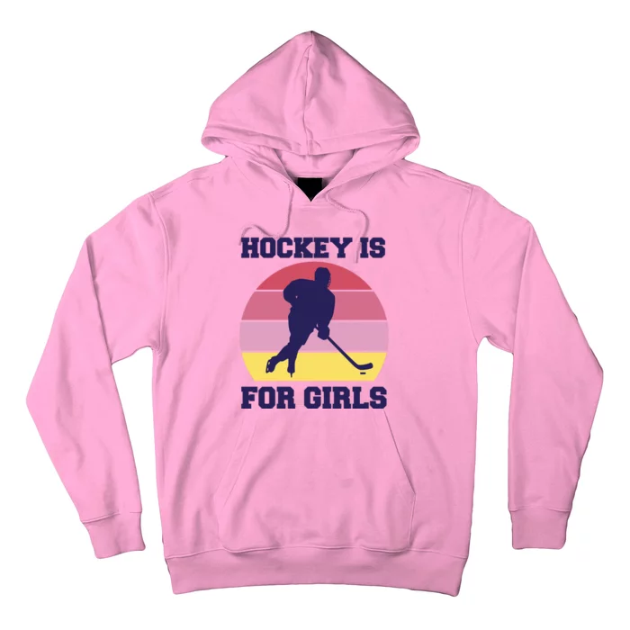 Hockey Is For Girls Retro Sunset Hoodie