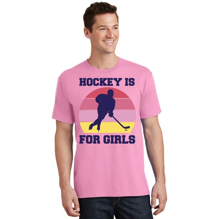 Hockey Is For Girls Retro Sunset T-Shirt