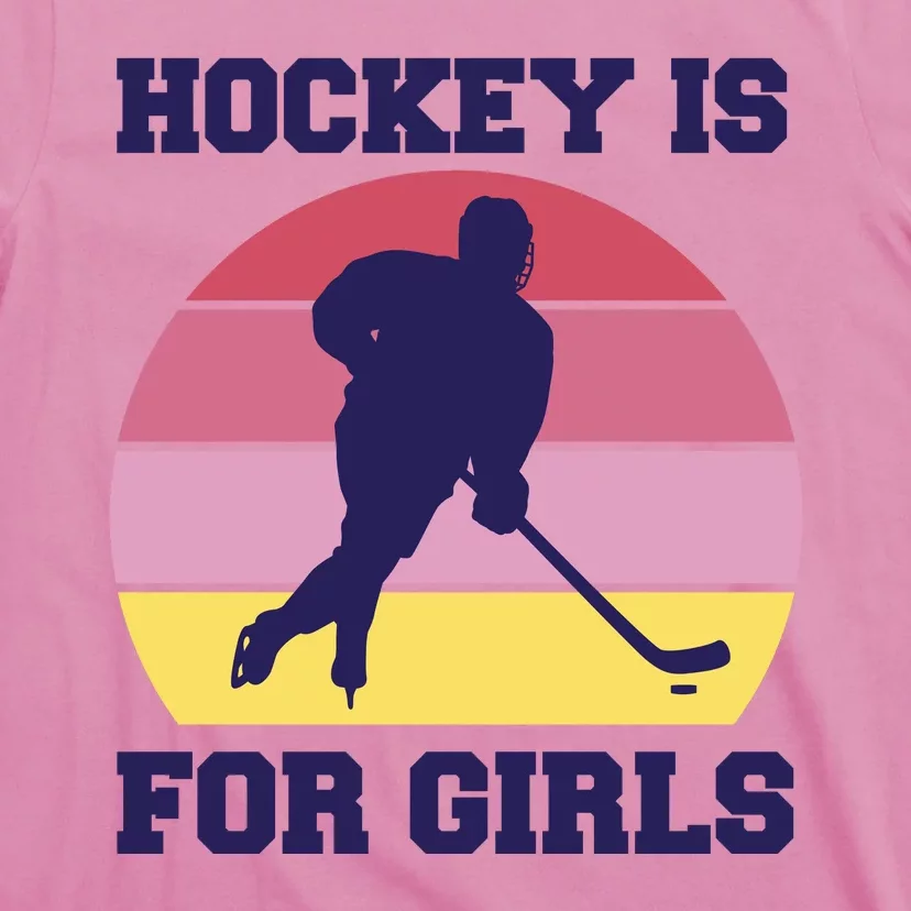 Hockey Is For Girls Retro Sunset T-Shirt