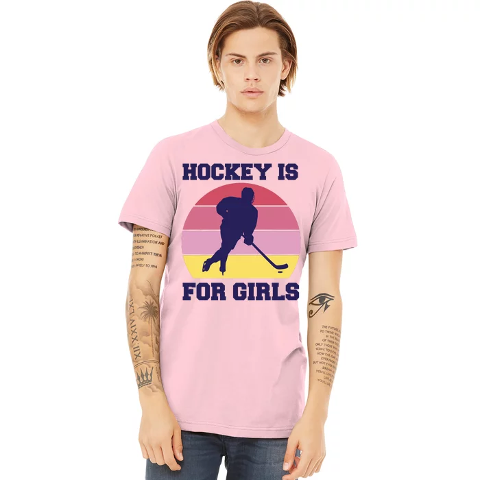 Hockey Is For Girls Retro Sunset Premium T-Shirt