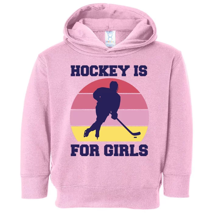 Hockey Is For Girls Retro Sunset Toddler Hoodie