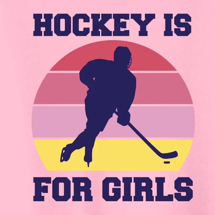 Hockey Is For Girls Retro Sunset Toddler T-Shirt