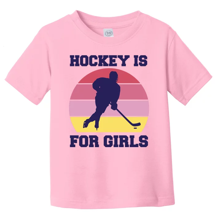 Hockey Is For Girls Retro Sunset Toddler T-Shirt