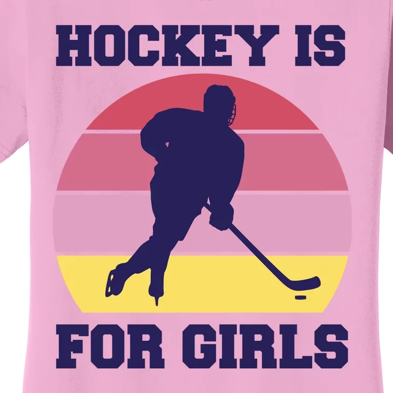 Hockey Is For Girls Retro Sunset Women's T-Shirt