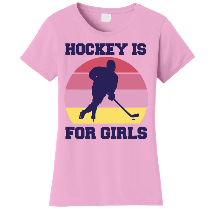 Hockey Is For Girls Retro Sunset Women's T-Shirt