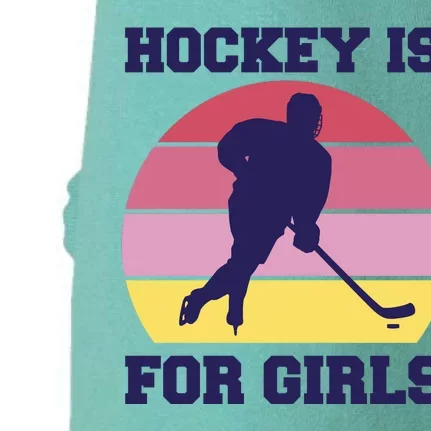 Hockey Is For Girls Retro Sunset Doggie 3-End Fleece Hoodie