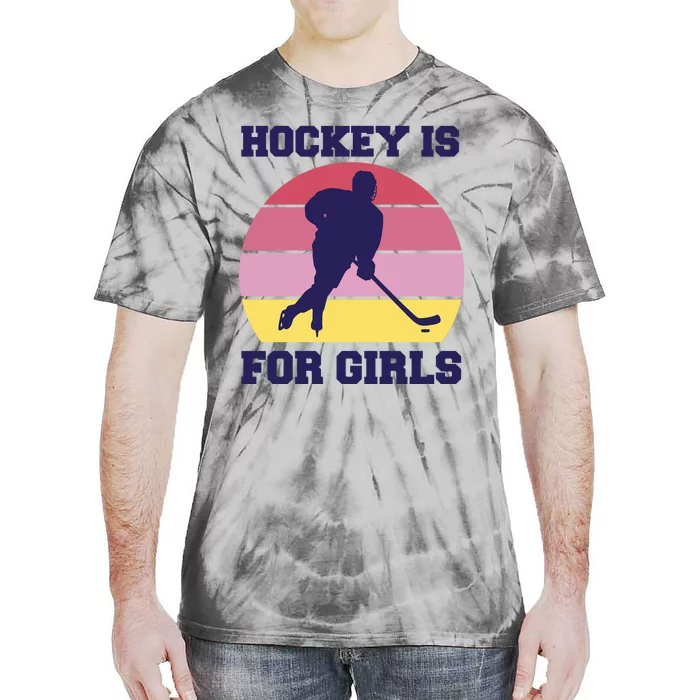 Hockey Is For Girls Retro Sunset Tie-Dye T-Shirt