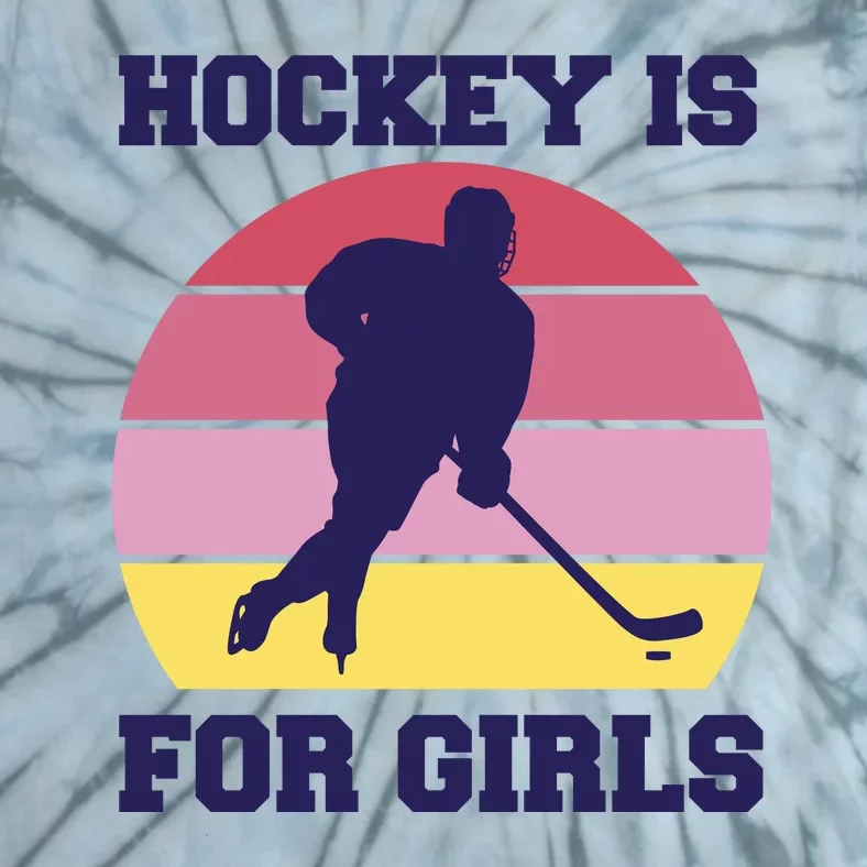 Hockey Is For Girls Retro Sunset Tie-Dye T-Shirt