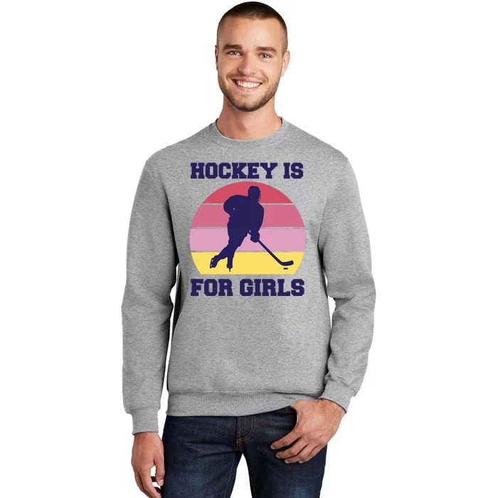 Hockey Is For Girls Retro Sunset Sweatshirt