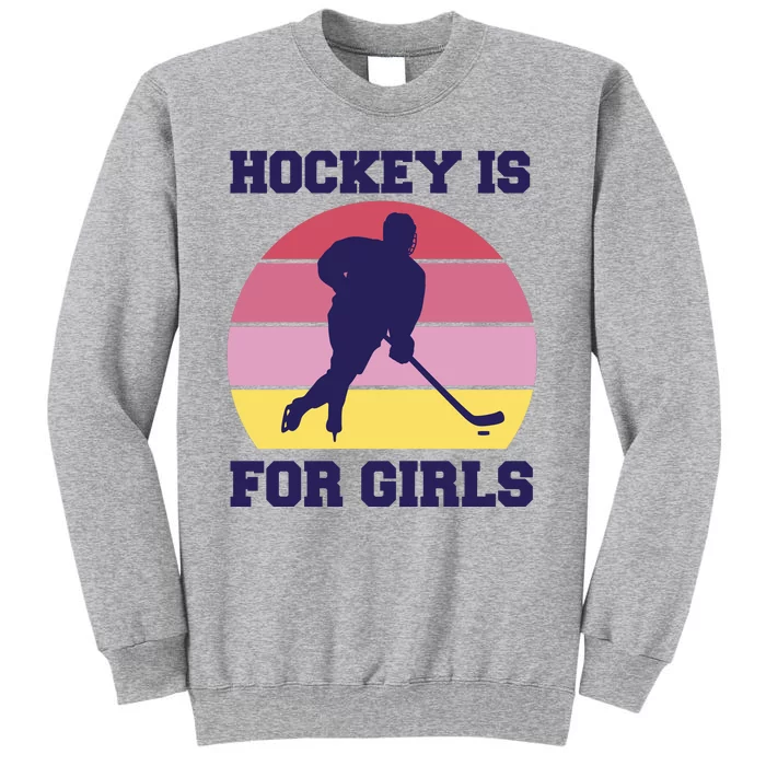 Hockey Is For Girls Retro Sunset Sweatshirt