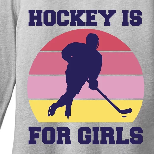 Hockey Is For Girls Retro Sunset Womens CVC Long Sleeve Shirt