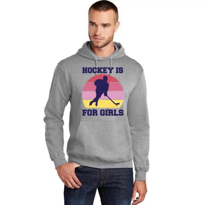 Hockey Is For Girls Retro Sunset Tall Hoodie