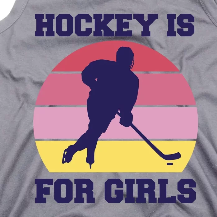 Hockey Is For Girls Retro Sunset Tank Top