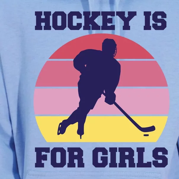 Hockey Is For Girls Retro Sunset Unisex Surf Hoodie